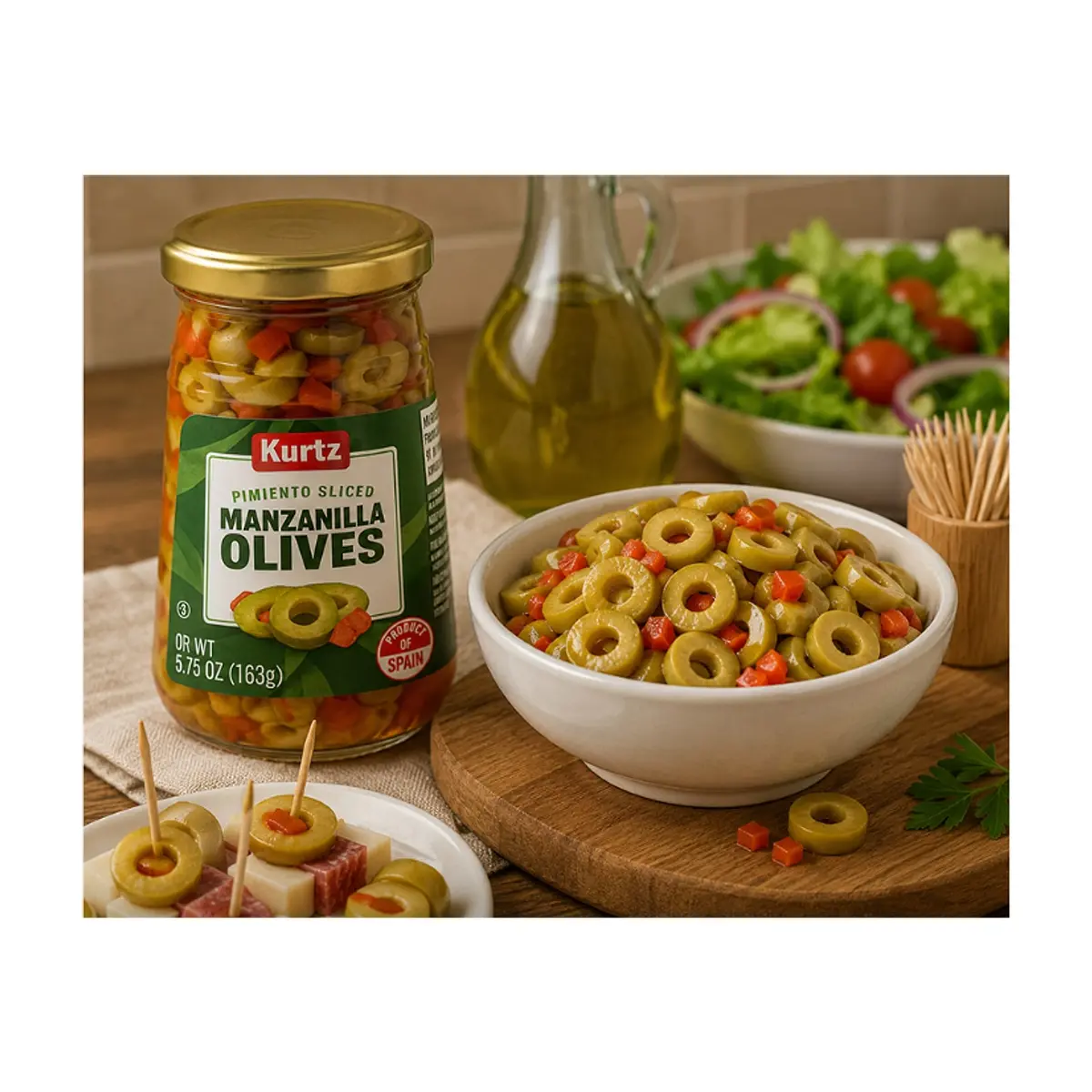 Aceitunas manzanilla en rodajas con pimiento Kurtz (163 g / 5.57 oz) - Thumbnail 3
