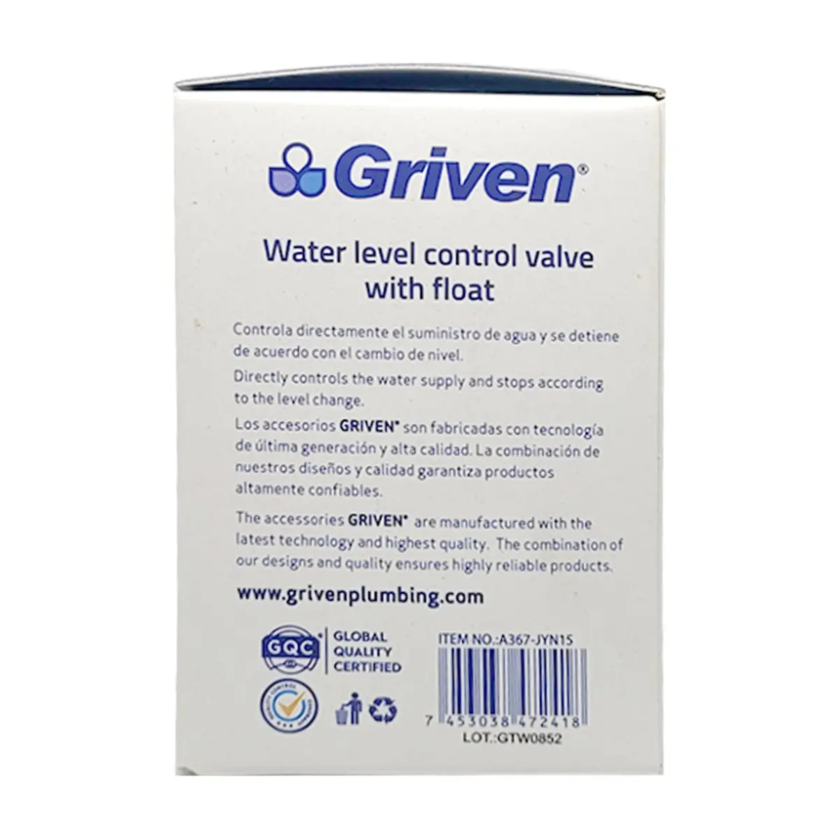 Válvula de control para nivel de agua de 1/2" Griven - Thumbnail 3