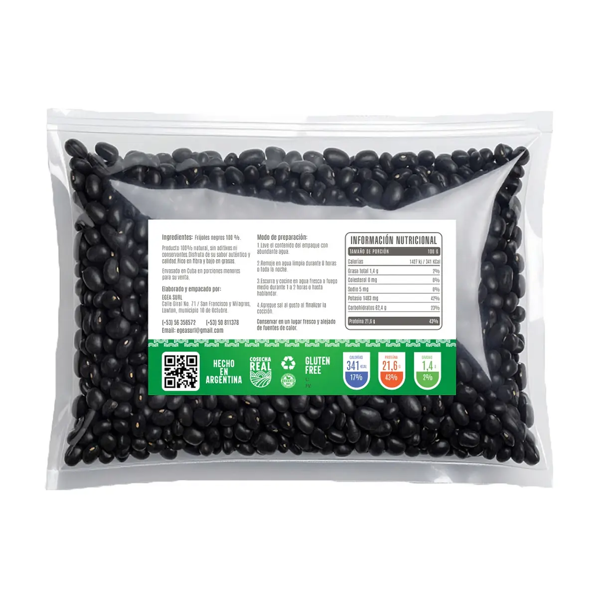 Frijoles negros Cosecha Real (1 kg / 2.2 lb) - Thumbnail 2