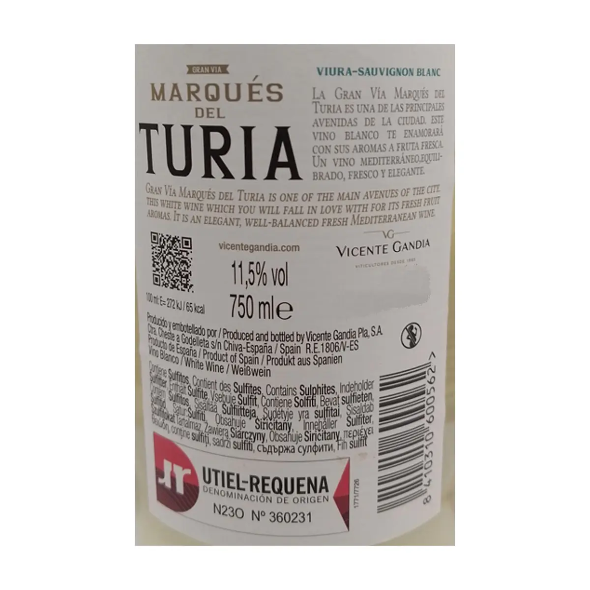 Vino blanco Marqués del Turia (750 ml) - Thumbnail 3