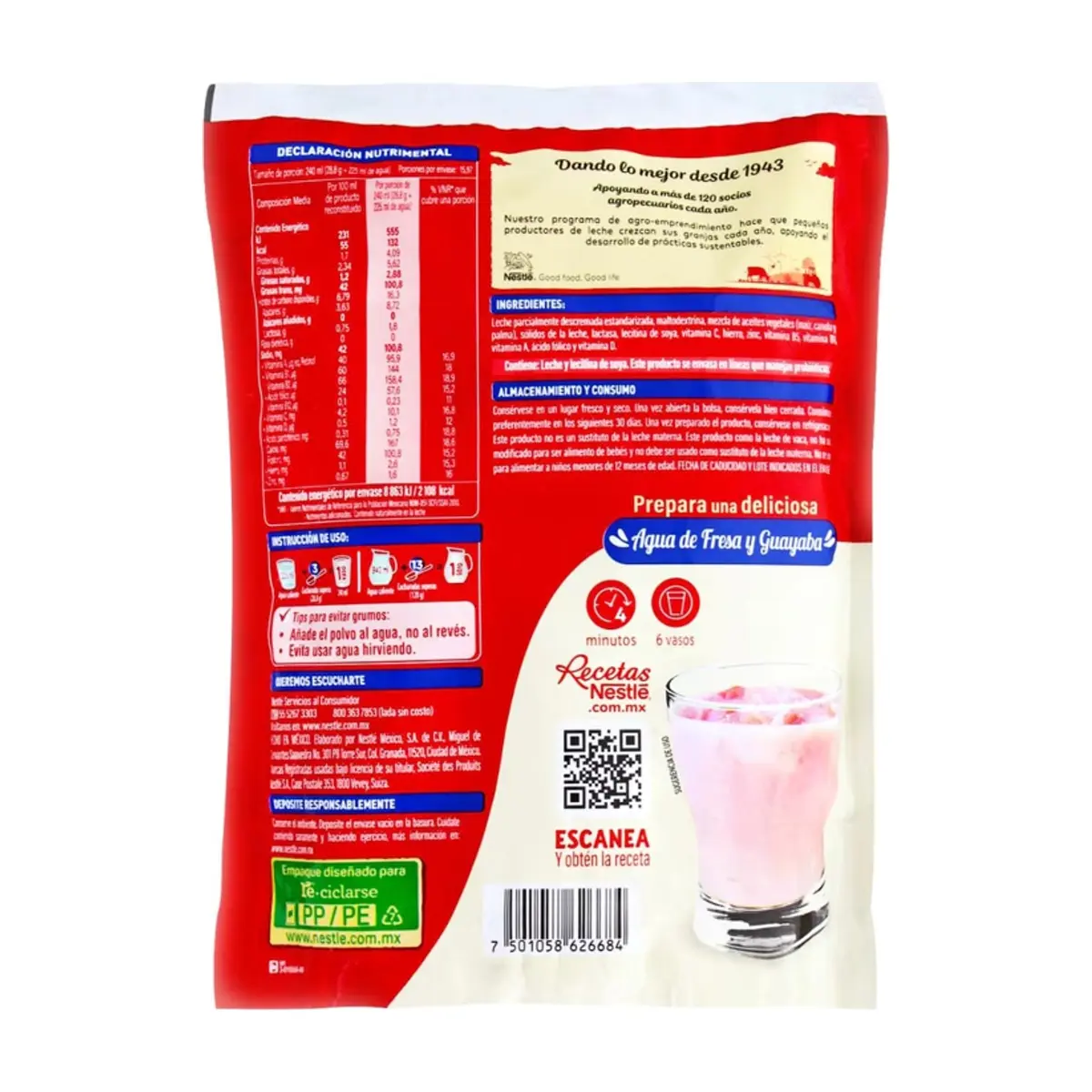 Alimento en polvo deslactosado para preparar bebidas a base de leche y grasa vegetal, adicionado con vitaminas y minerales Nestlé Carnation (460 g / 1 Lb) - Thumbnail 3