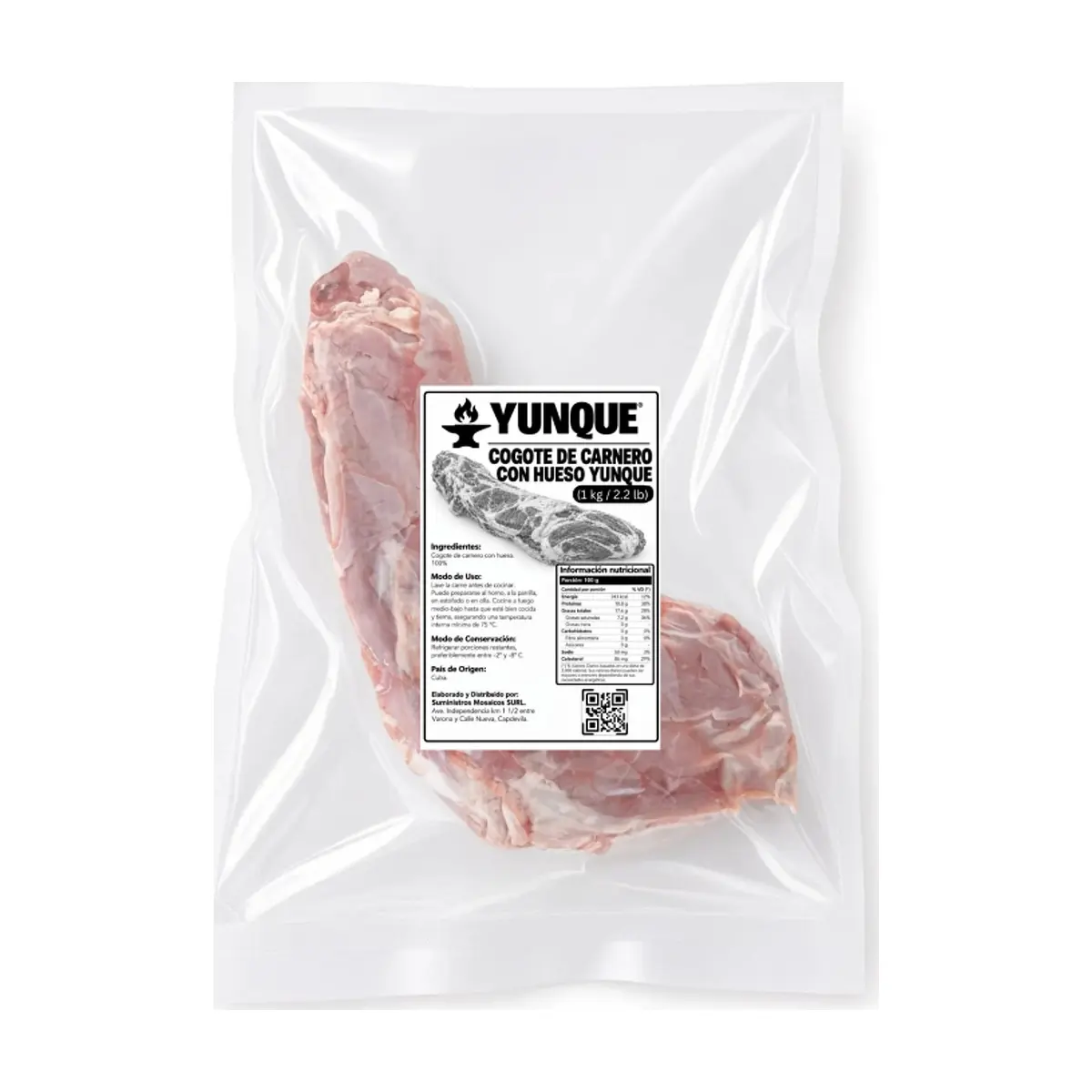 Cogote de carnero con hueso Yunque (1 kg / 2.2 lb) - Miniatura 1