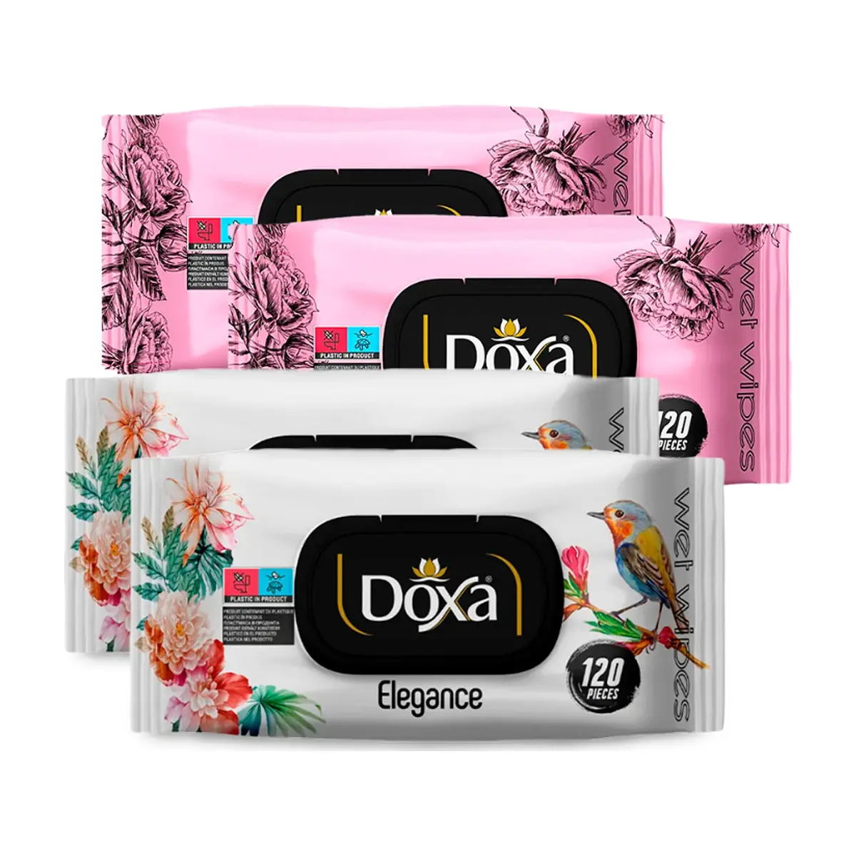 Combo de higiene #2: Toallitas húmedas Doxa Elegance + Toallitas húmedas Doxa Romance
