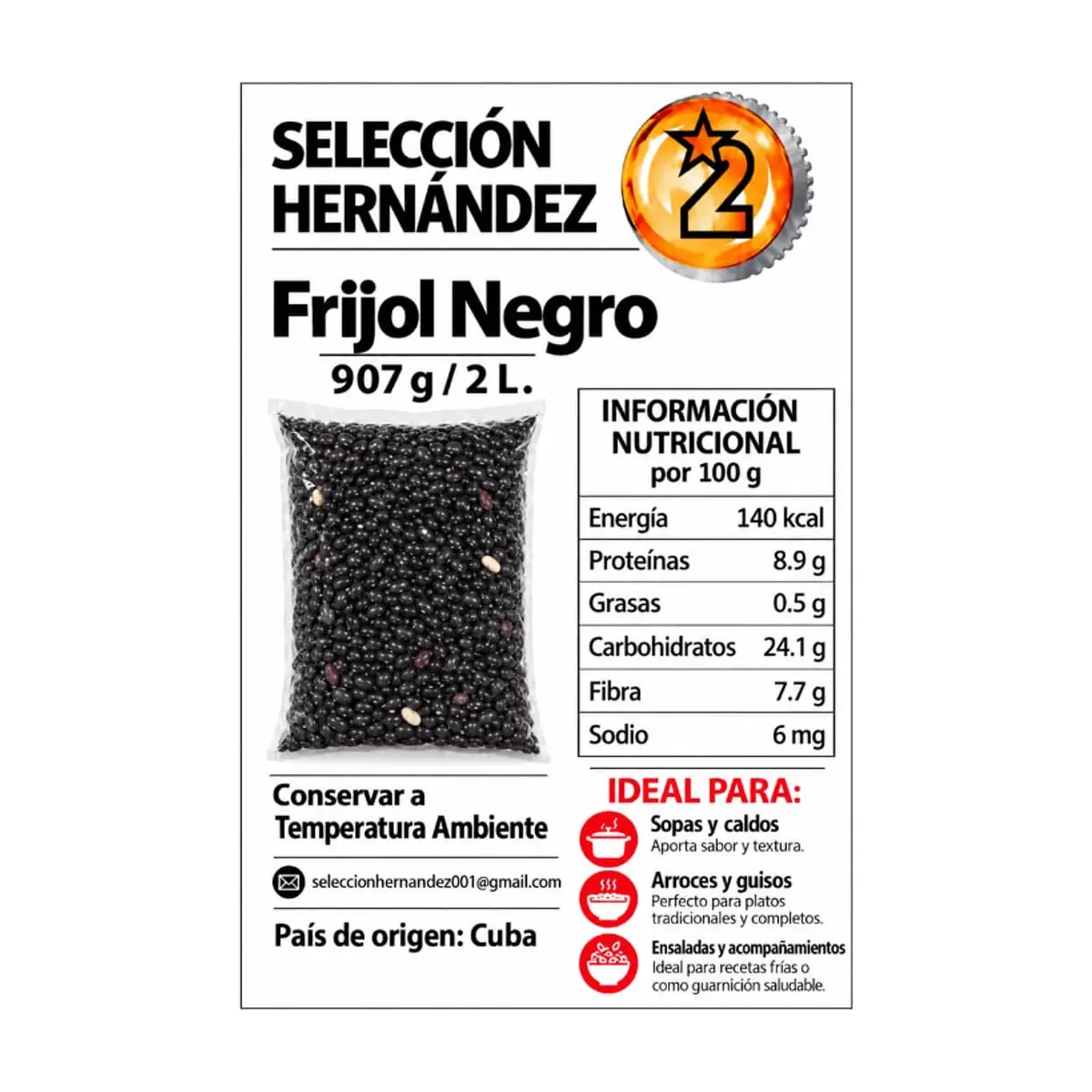 Frijol Negro Selección Hernández (907 g / 2 lb) - Miniatura 2