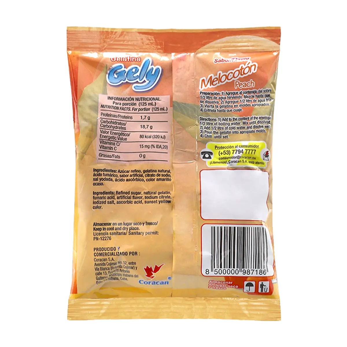 Gelatina sabor melocotón Gely (2 x 170 g / 5.9 oz) - Miniatura 2