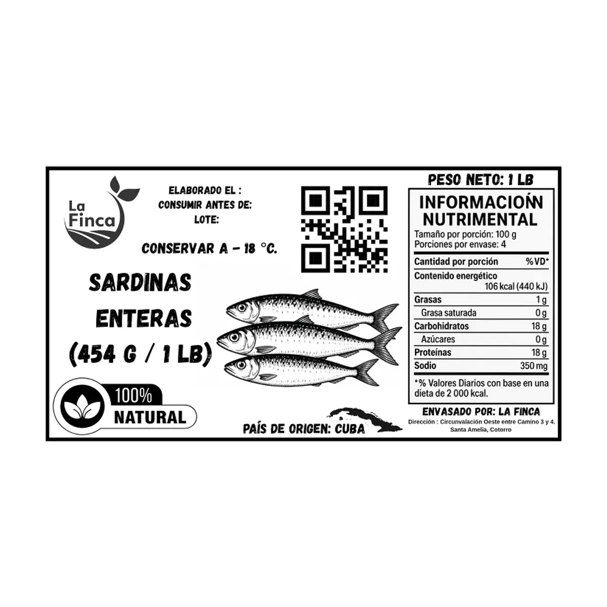 Sardinas enteras La Finca (454 g / 1 lb) - Thumbnail 4