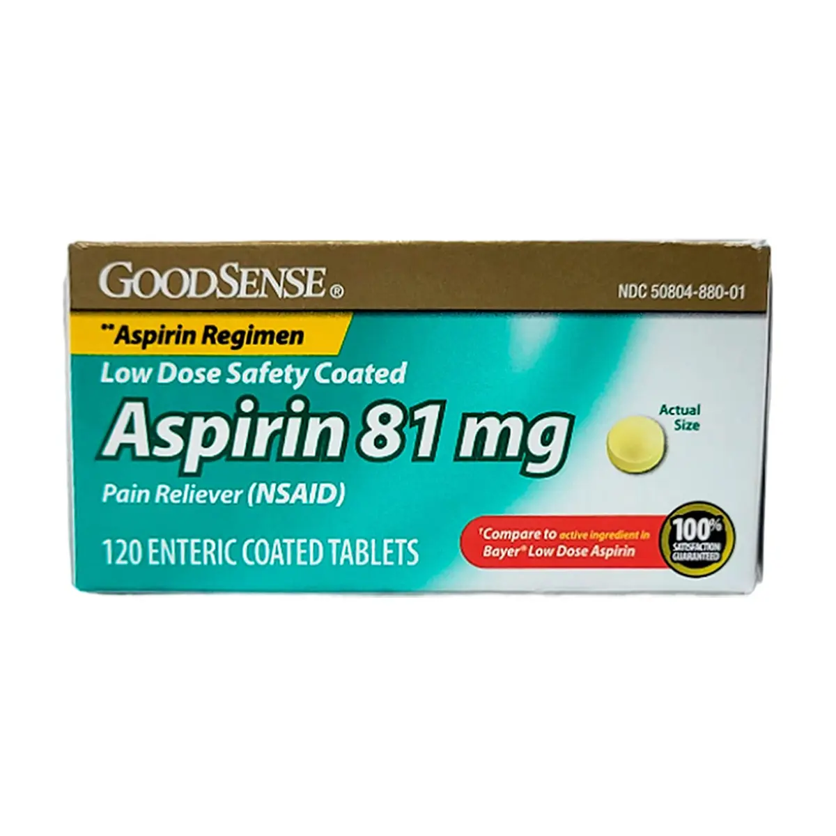 Aspirina. Ácido acetilsalicílico 81 mg GoodSense (120 tabletas)