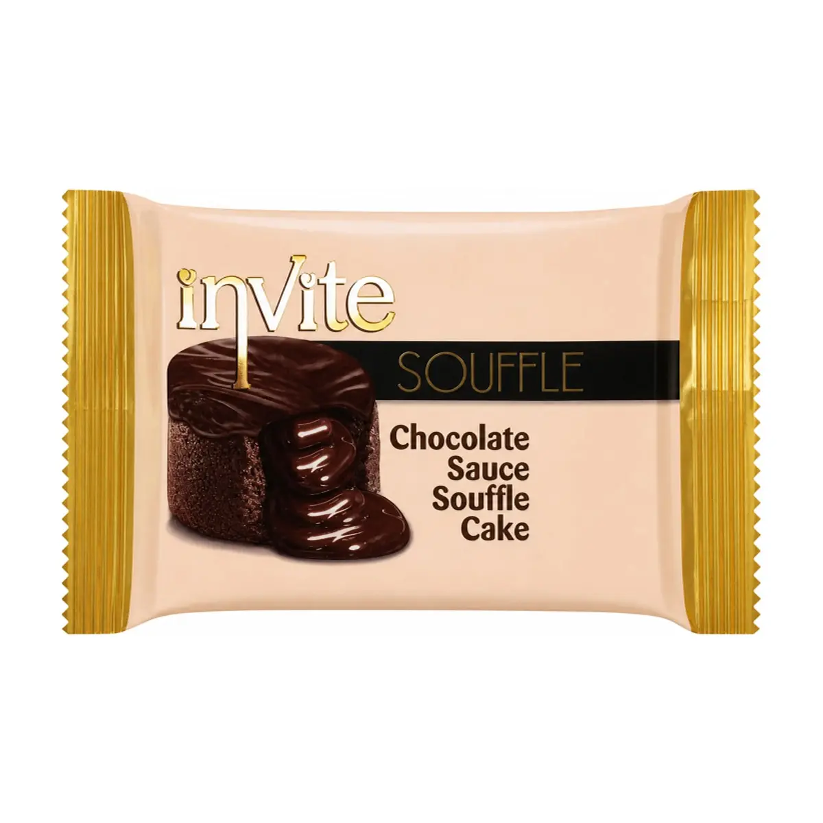 Pastel Souffle cubierto de cacao con salsa de chocolate Invite (45 g / 1.58 oz)