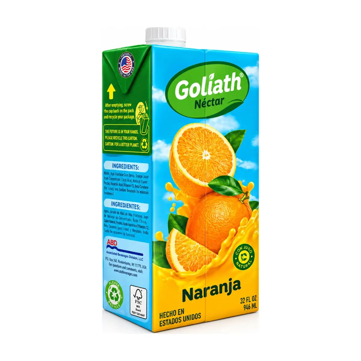 Néctar sabor naranja Goliath (946 ml / 32 fl oz)