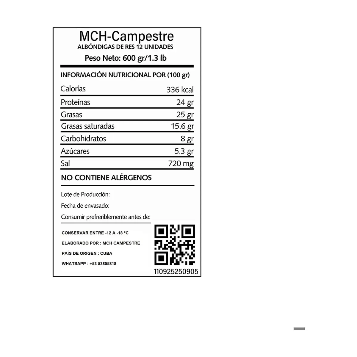 Albóndigas de carne de res MCH-Campestre (600 g / 1.32 lb) - Miniatura 3