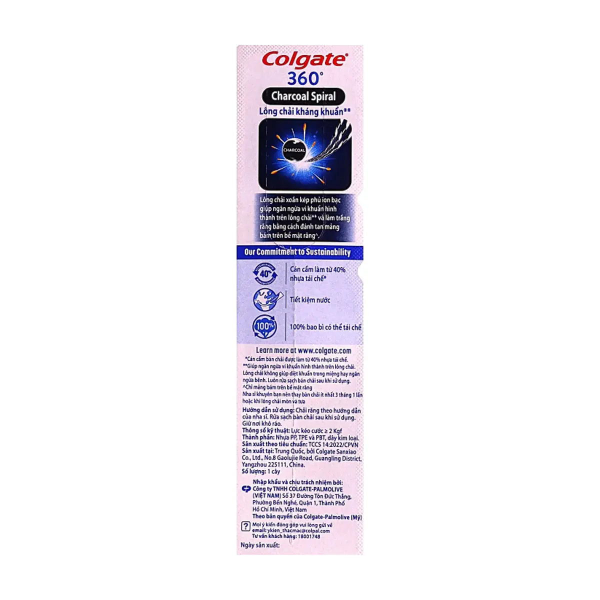 Cepillo de dientes con cerdas suaves de cabón 360° Spiral Colgate - Thumbnail 3