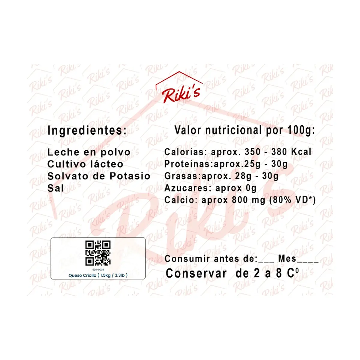 Queso Criollo RIKI´S (1.5 kg / 3.3 lb) - Thumbnail 4