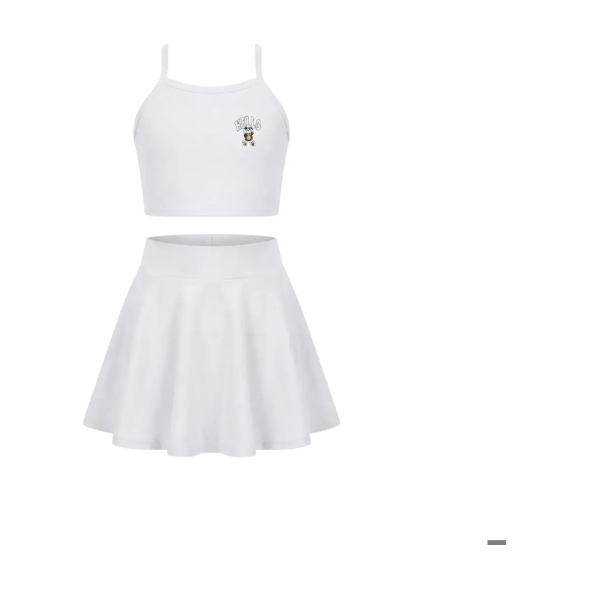 Conjunto blanco de blusa y saya para niñas Torbex