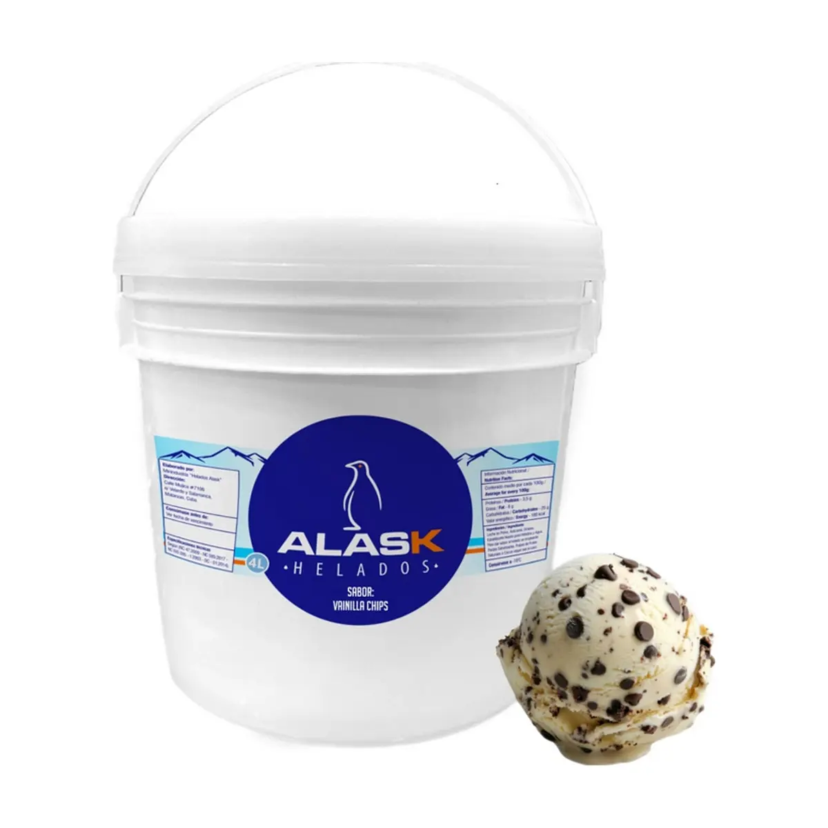 Helado de vainilla chip Alask (4 L) - Imagen 1
