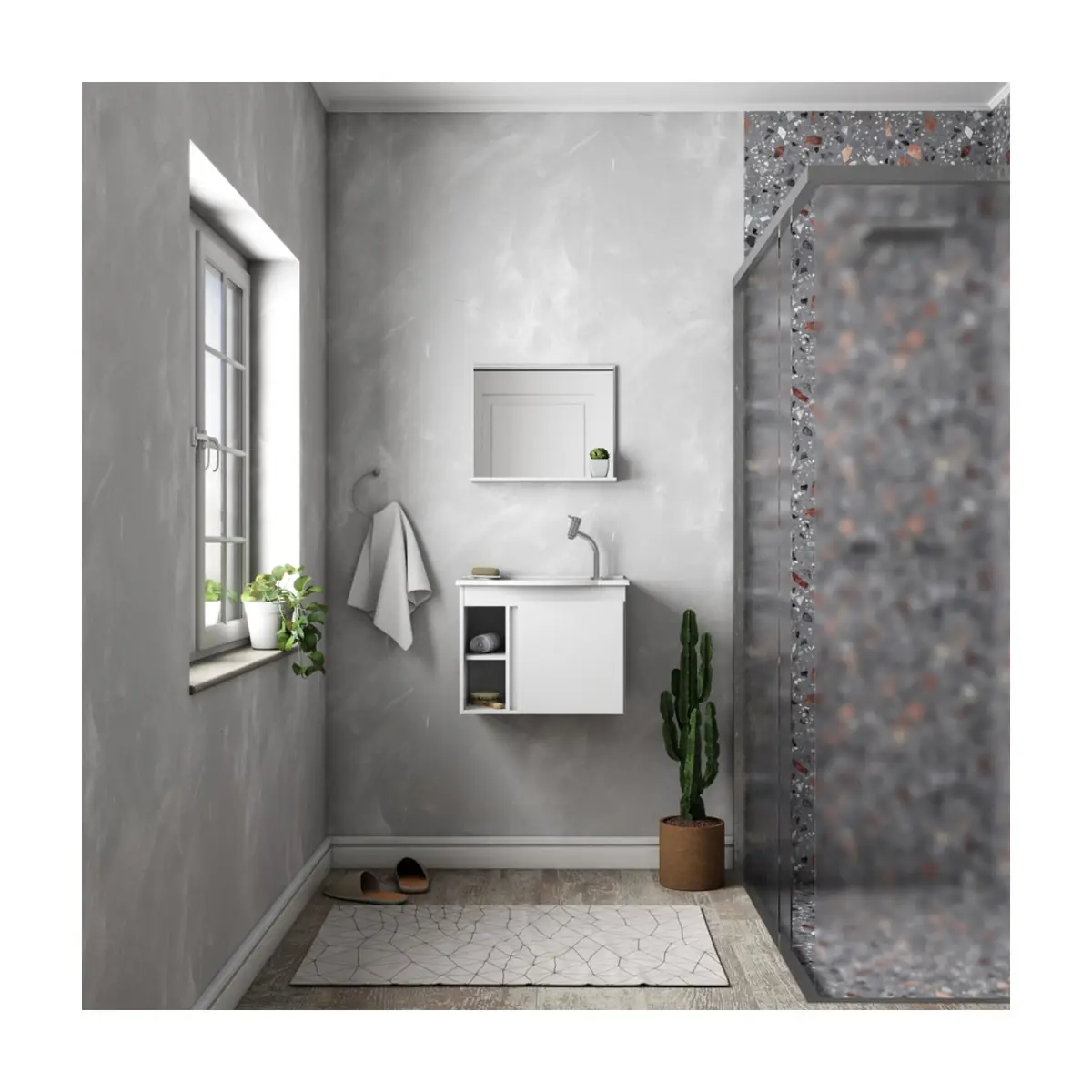 Mueble de baño blanco en madera Cozimax Safira - Thumbnail 2