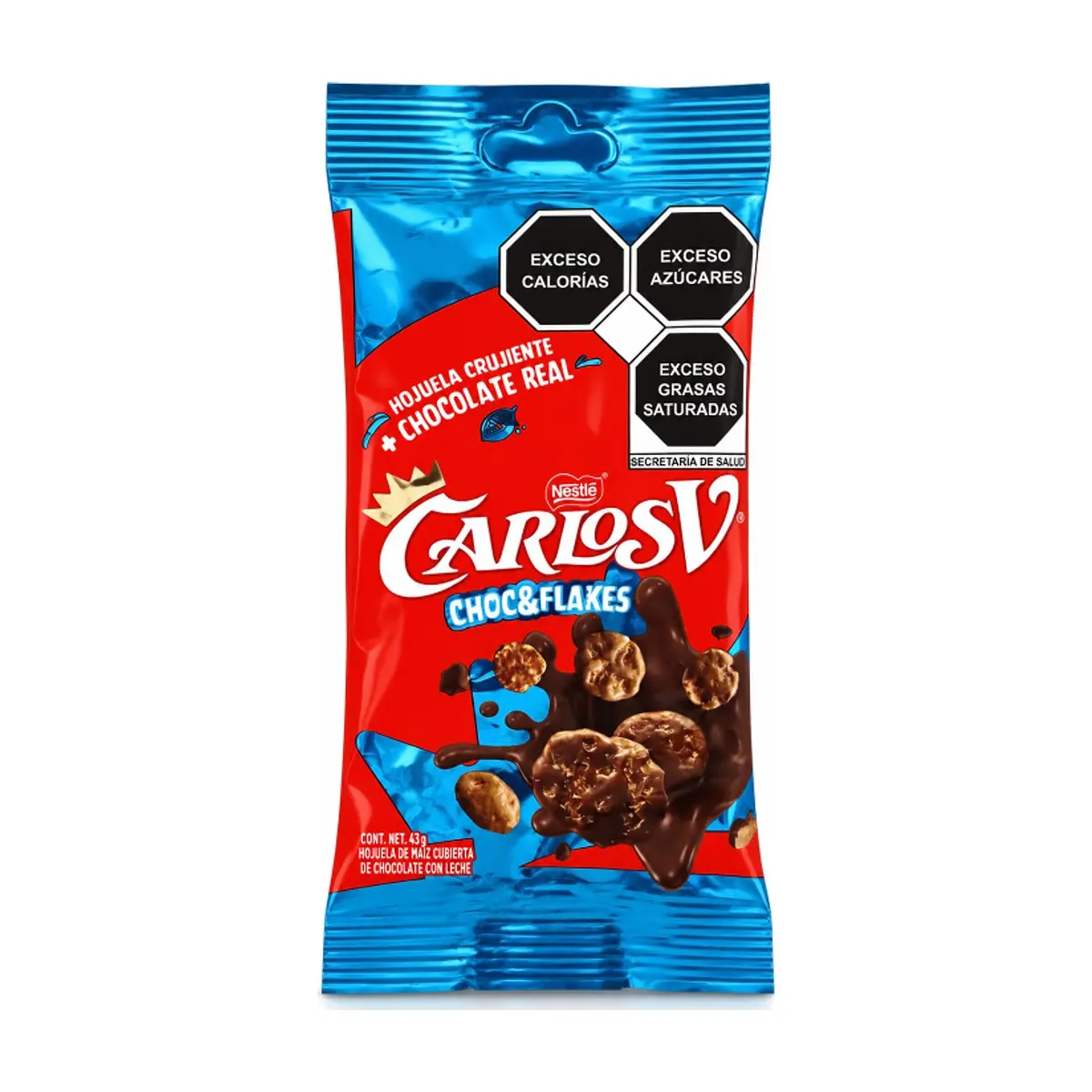 Hojuela de maiz cubierta de chocolate con leche CarlosV Nestlé (43 g / 1.52 oz)