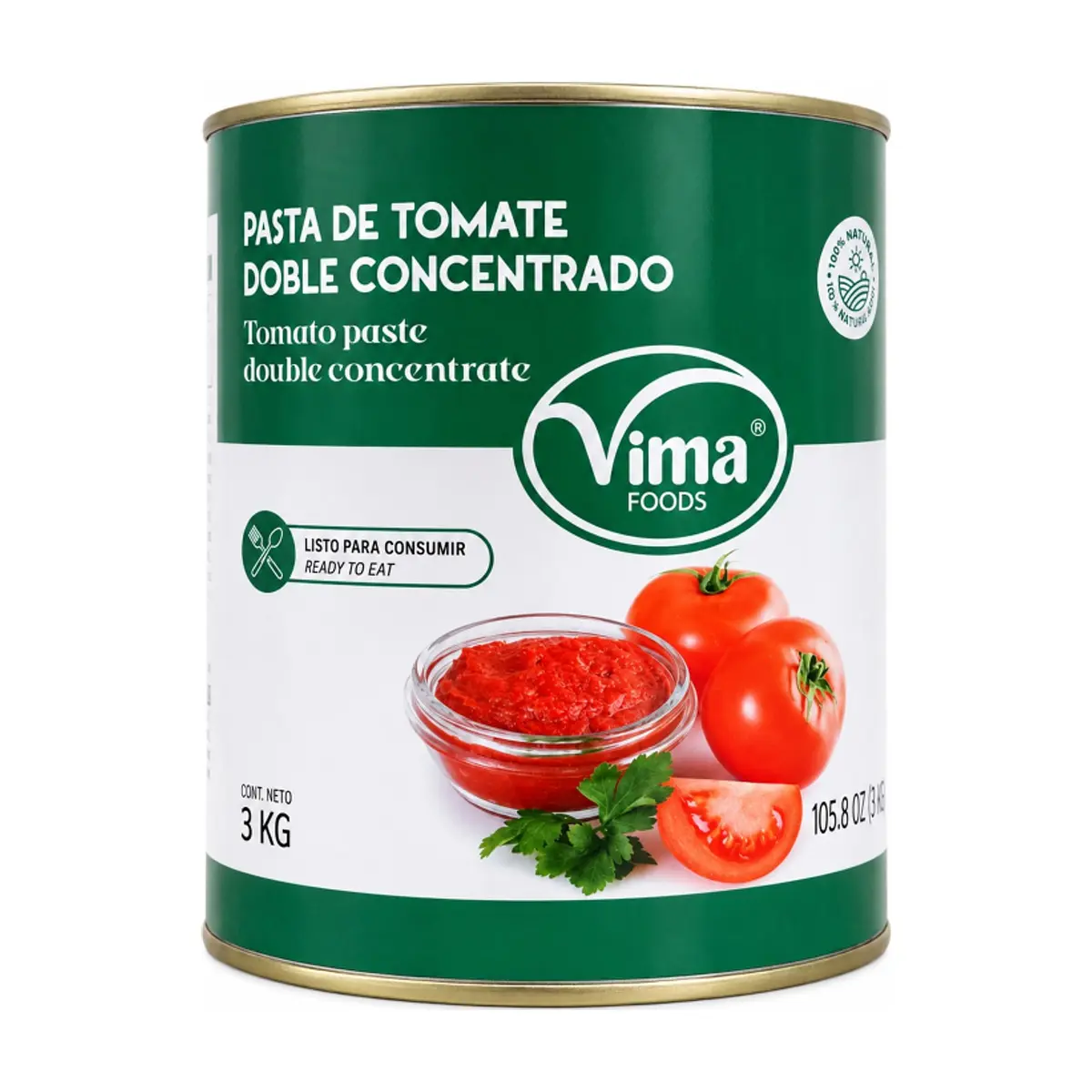 Pasta de tomate doble concentrado Vima Foods (3 kg / 6.61 lb)