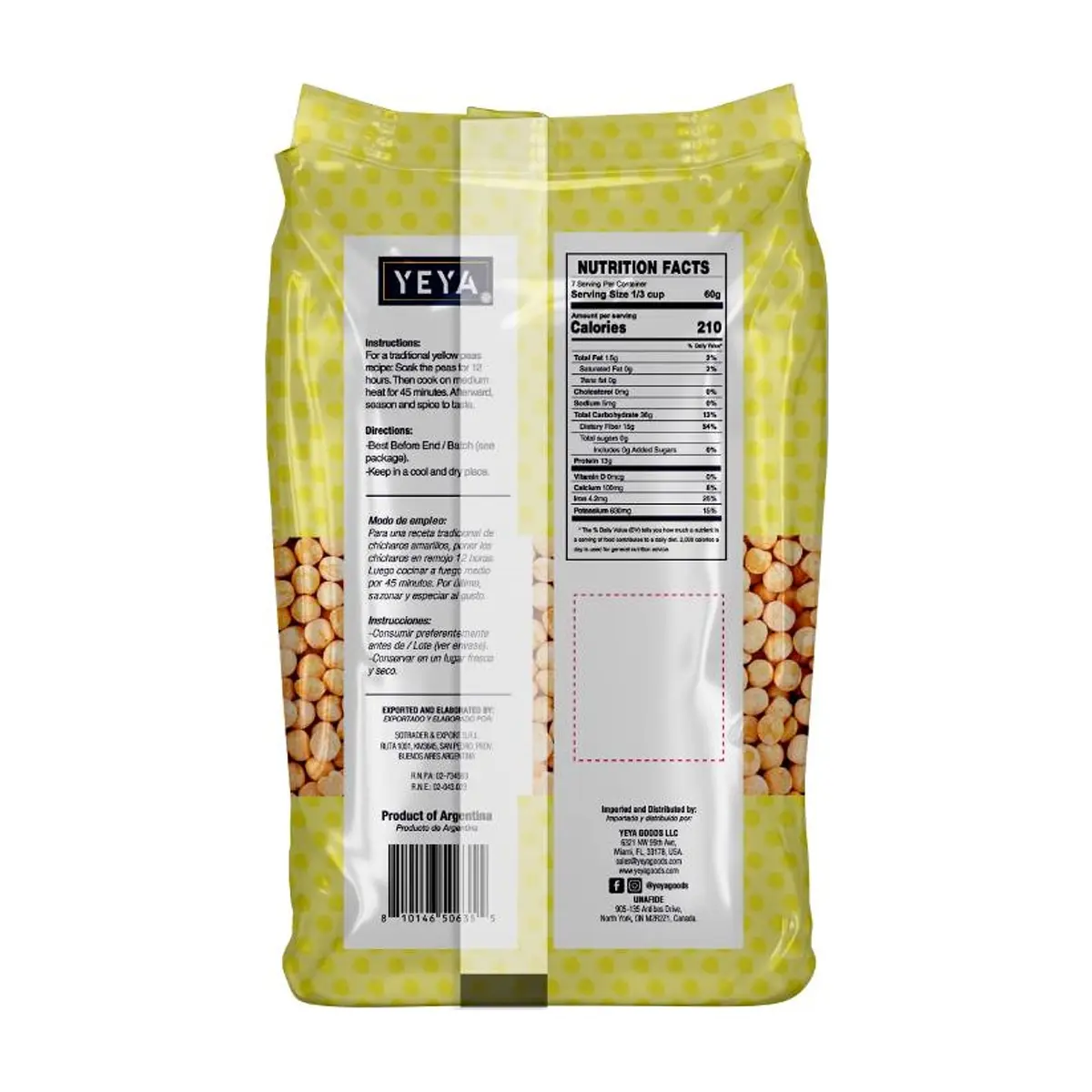 Chícharos amarillos YEYA (454 g / 1 lb) - Thumbnail 3