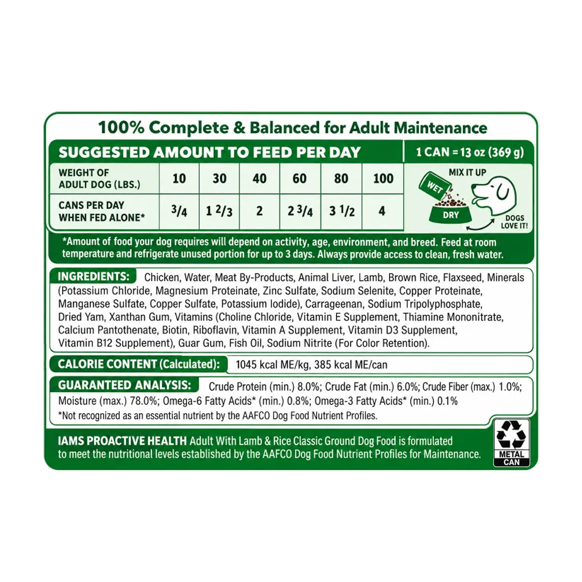 Alimento húmedo para perros adultos con cordero y arroz IAMS (369 g / 13 oz) - Miniatura 2