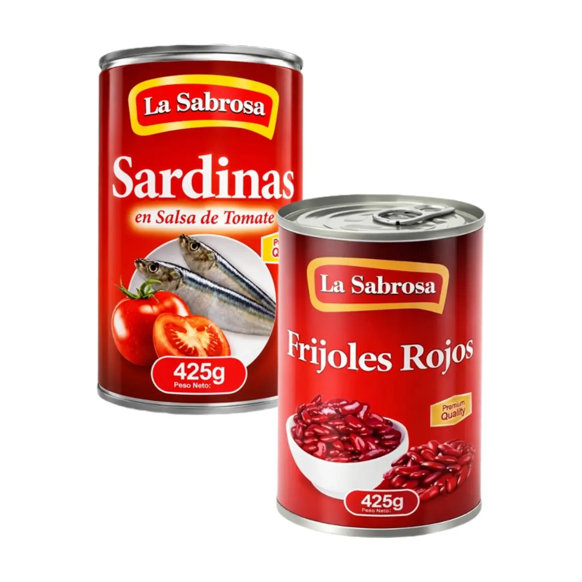 Sardinas en salsa de tomate + Frijoles rojos enlatados - Imagen 1