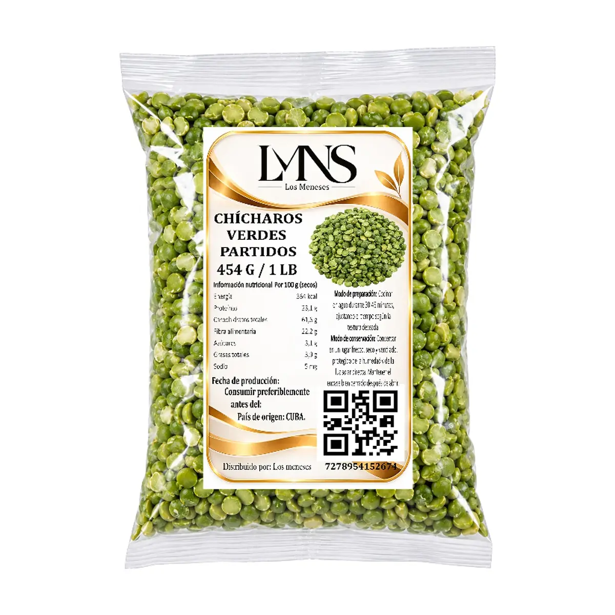 Chícharos verdes partidos Los Meneses (454 g / 1 lb) - Miniatura 1