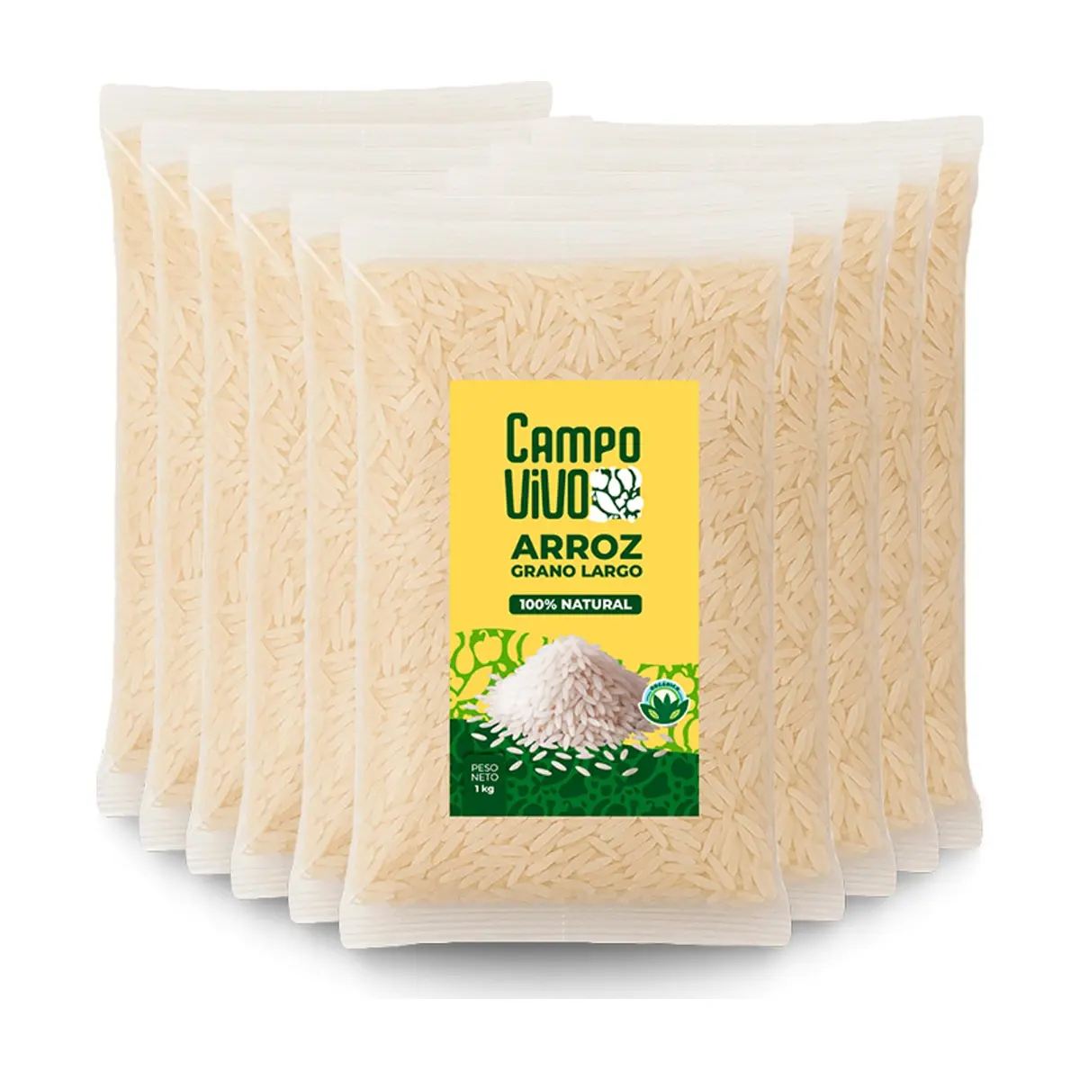 Arroz de grano largo Campo Vivo (10 x 1 kg / 2.2 lb)