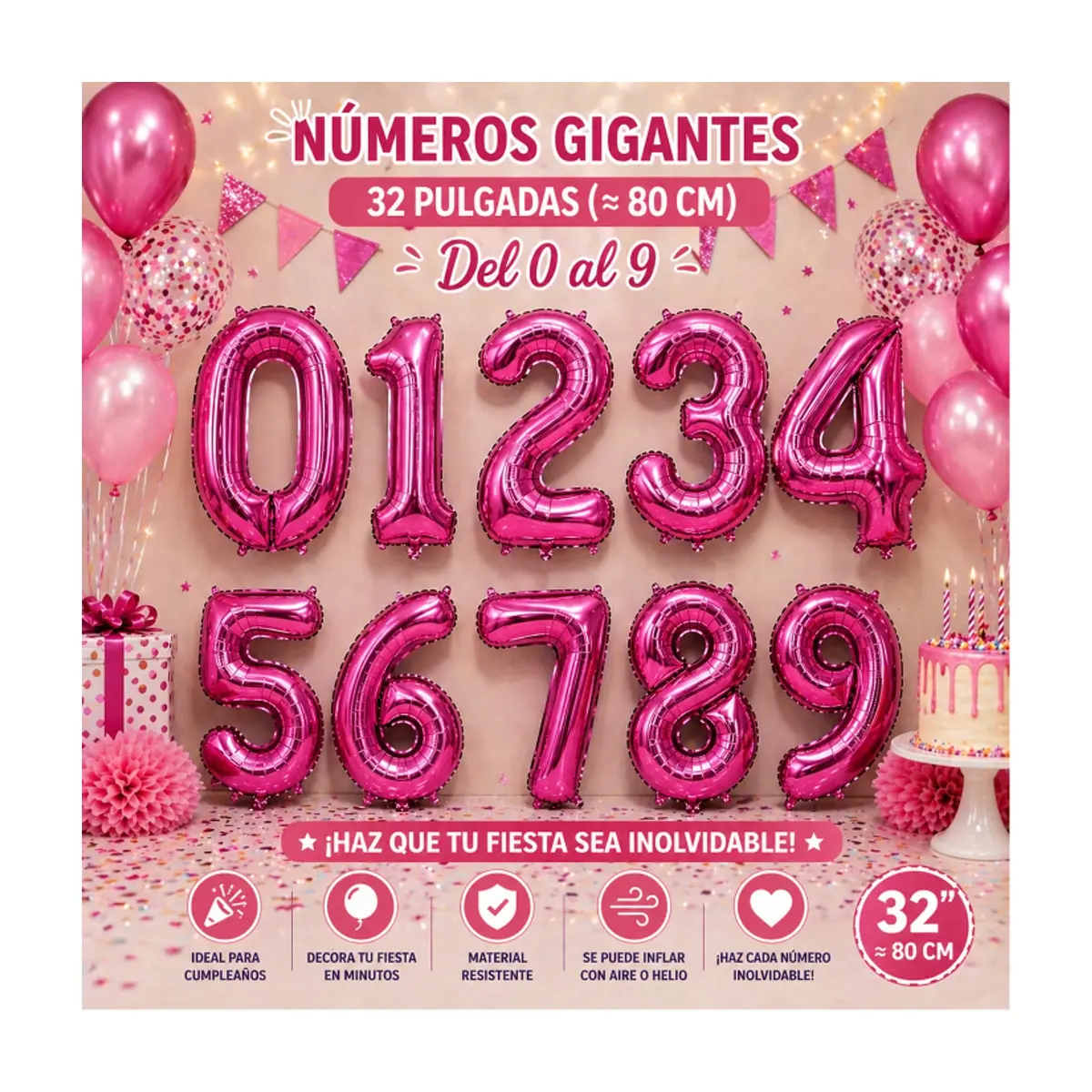 Globo rosado Número 0 Balloon (32 pulgadas) - Thumbnail 5