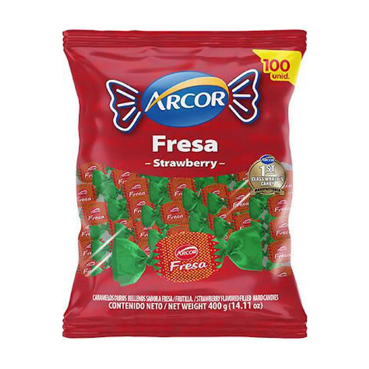 Caramelos duros rellenos sabor a fresa Arcor (400 g / 14.11 oz) - Imagen 1