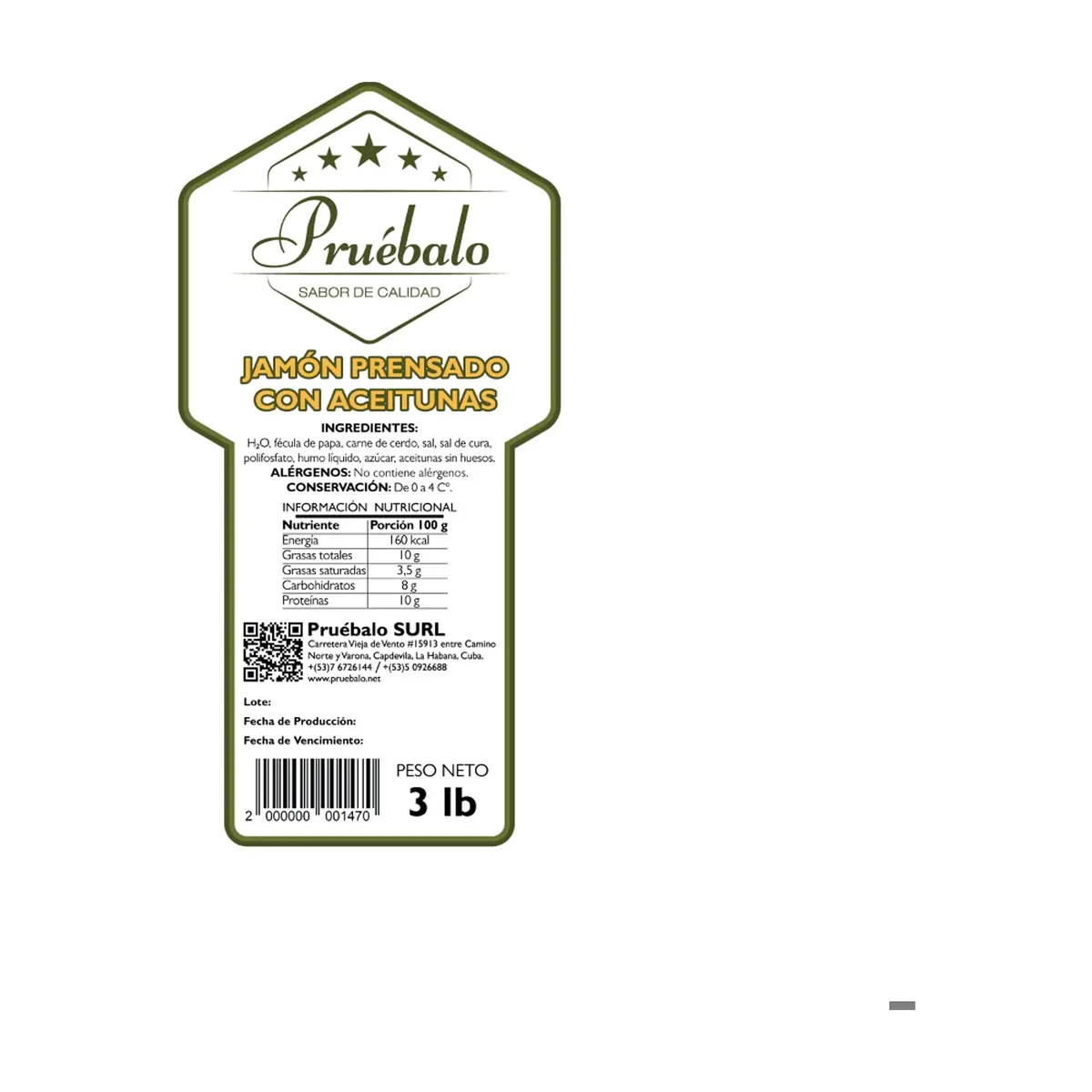 Jamón prensado con aceitunas Pruébalo (1.36 kg / 3 lb) - Miniatura 3