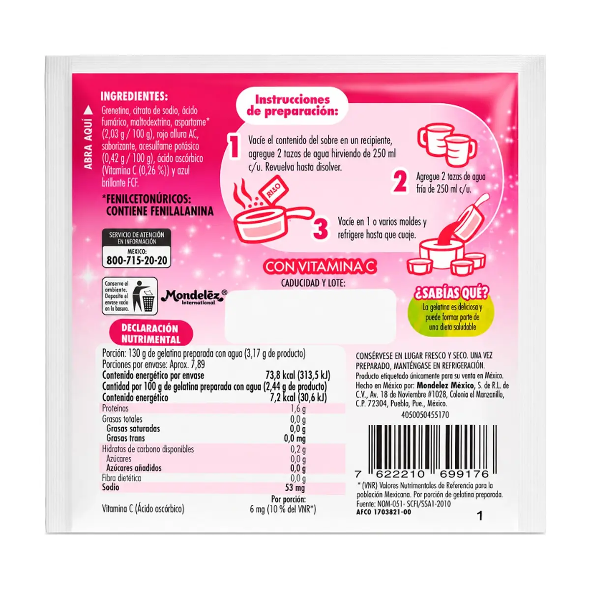 Gelatina sin azúcar fortificada con vitamina C sabor cereza Jell-O (25 g) - Thumbnail 2