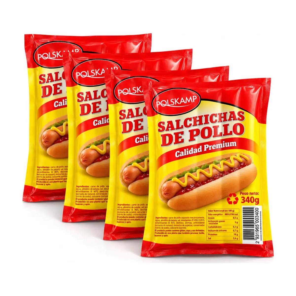 Salchichas de pollo Polskamp (4 x 340 g / 12 oz)