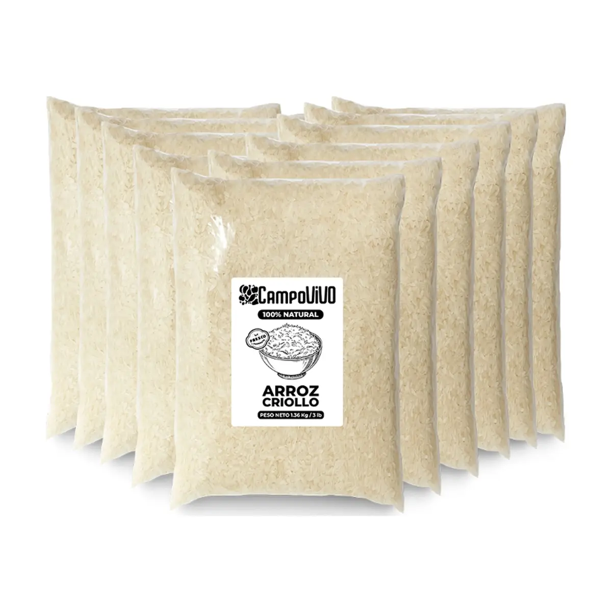 Arroz criollo Campo Vivo (10 x 1.36 kg / 3 lb)