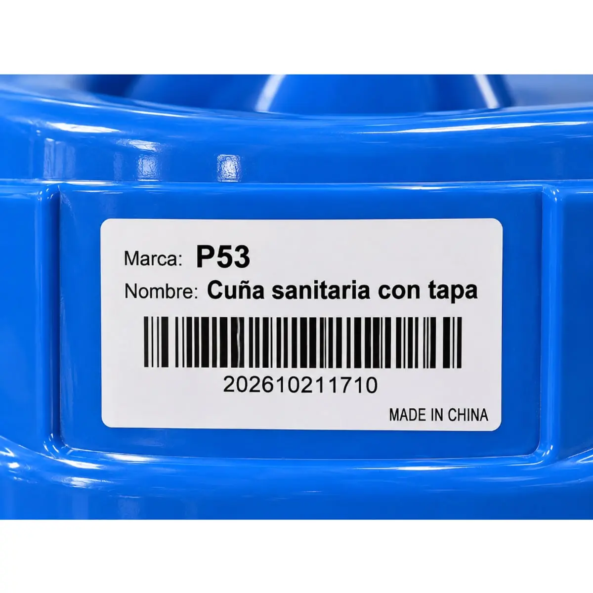 Cuña sanitaria con tapa de plástico reforzado color azul P53 (1 U) - Miniatura 3