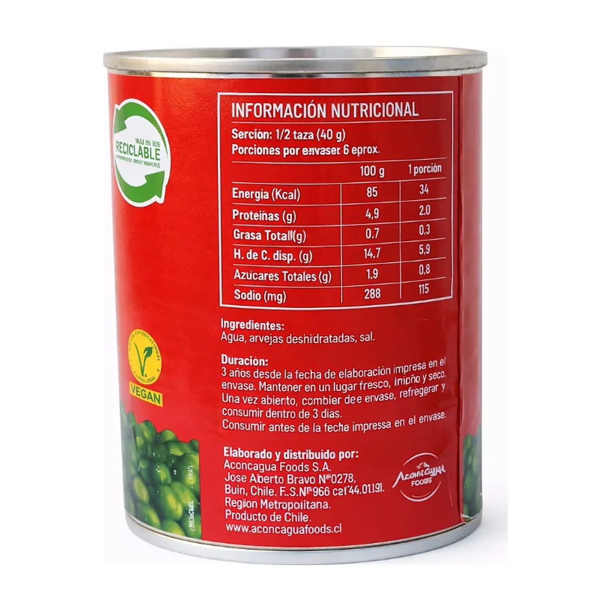 Arvejas en conserva Aconcagua (420g / 14.81 oz) - Miniatura 3