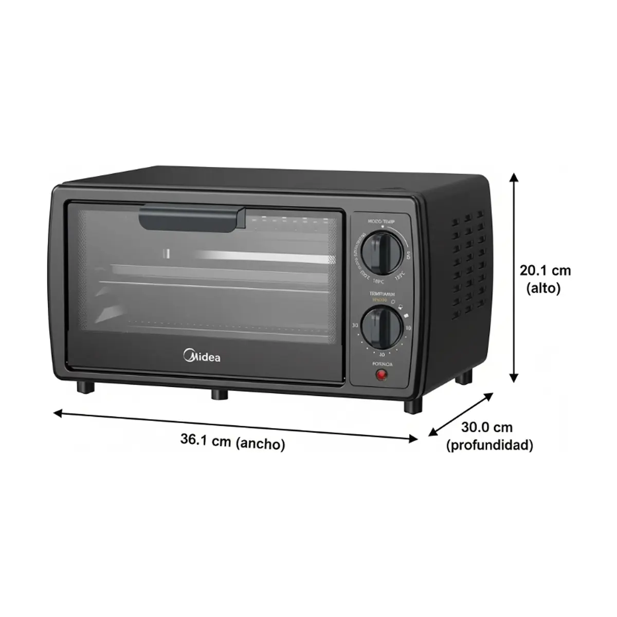 Horno tostador negro 12L XpressBake Midea MMTB12MS2B - Thumbnail 2