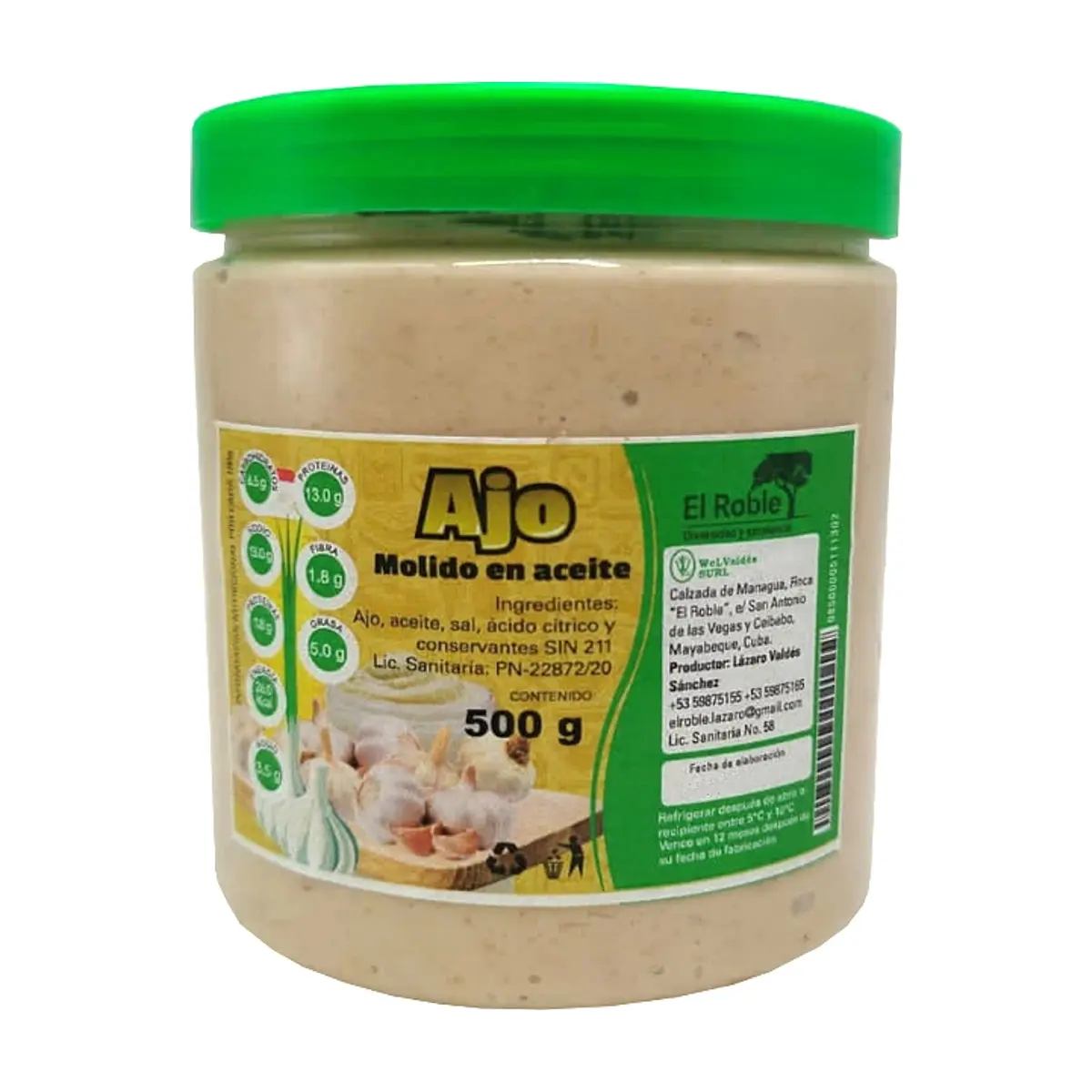 Ajo molido en aceite El Roble (500 g / 1.10 lb) - Miniatura 2