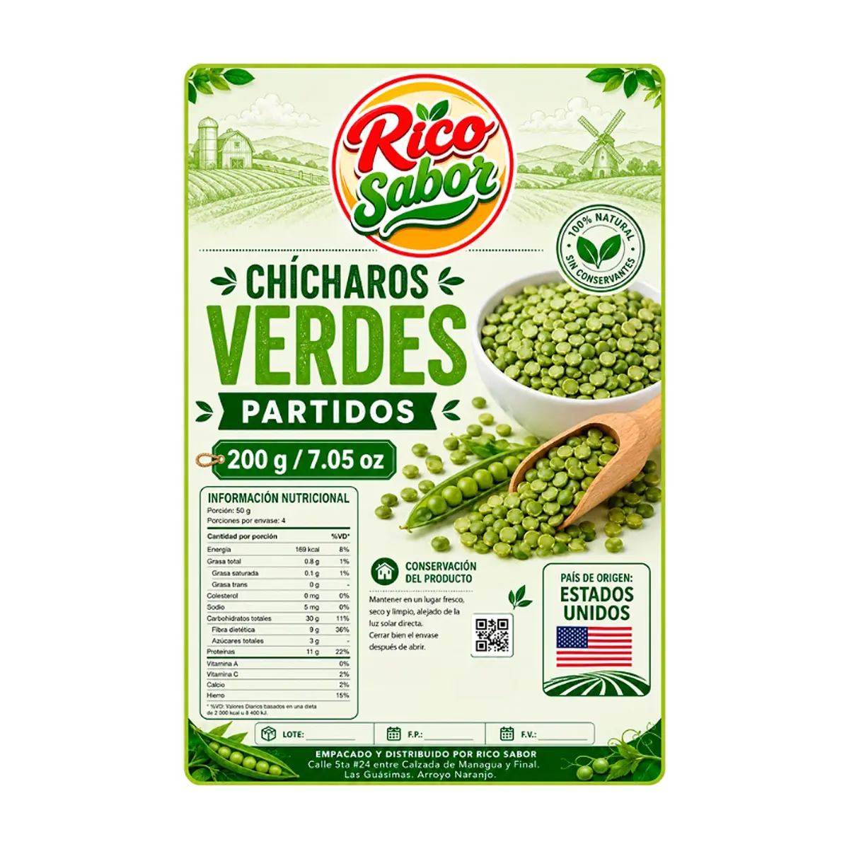 Chícharos verdes partidos Rico Sabor (200 g / 7.05 oz) - Miniatura 2