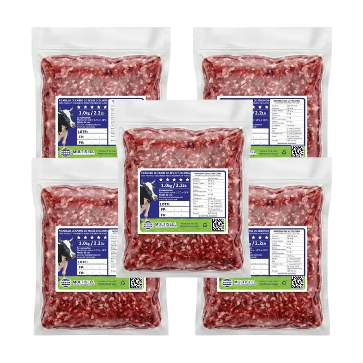 Picadillo de carne de res de segunda Multisell (5 X 1.0 kg / 2.2 lb)