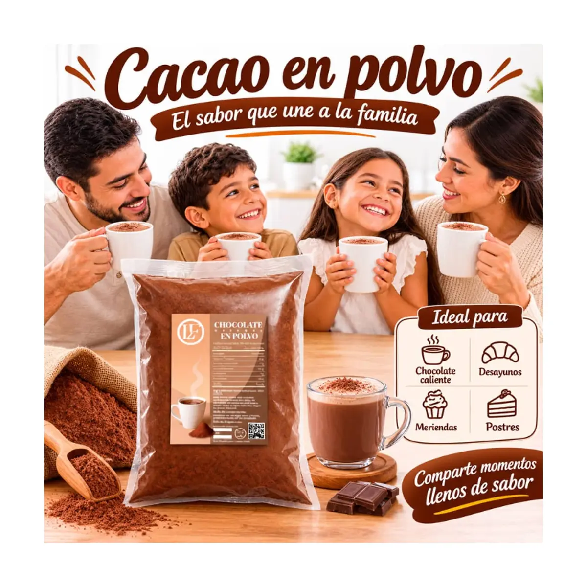 Chocolate natural en polvo LF (454 g / 1 lb) - Thumbnail 5