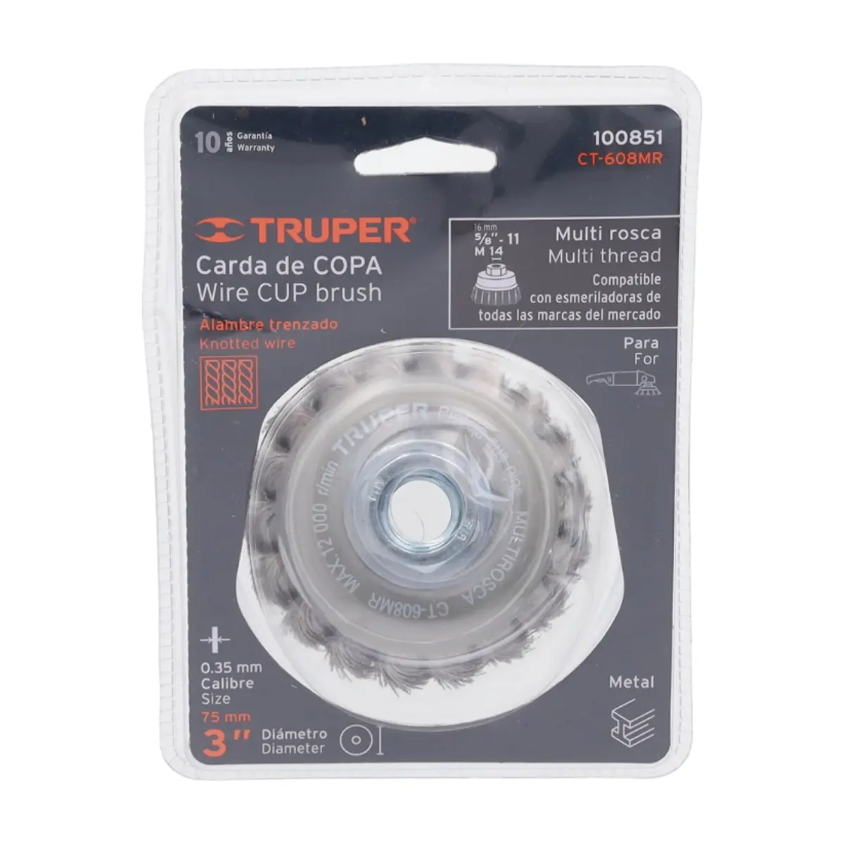 Cepillo de alambre para pulidora Truper 100851-CT-608MR