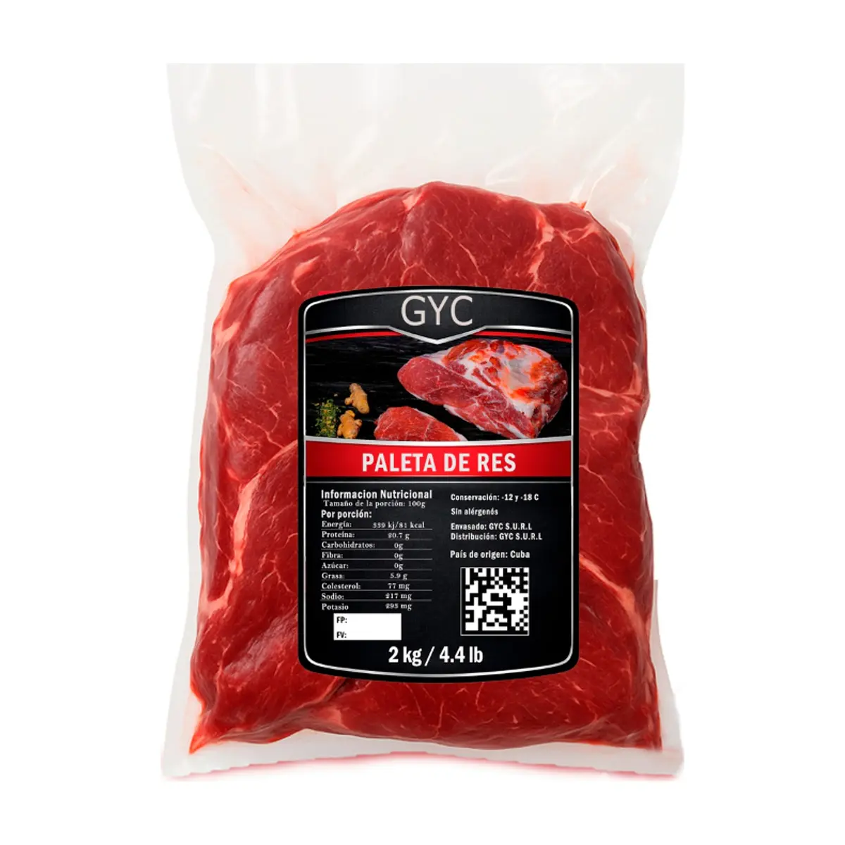 Paleta de res de primera GYC (2 kg / 4.4 lb)