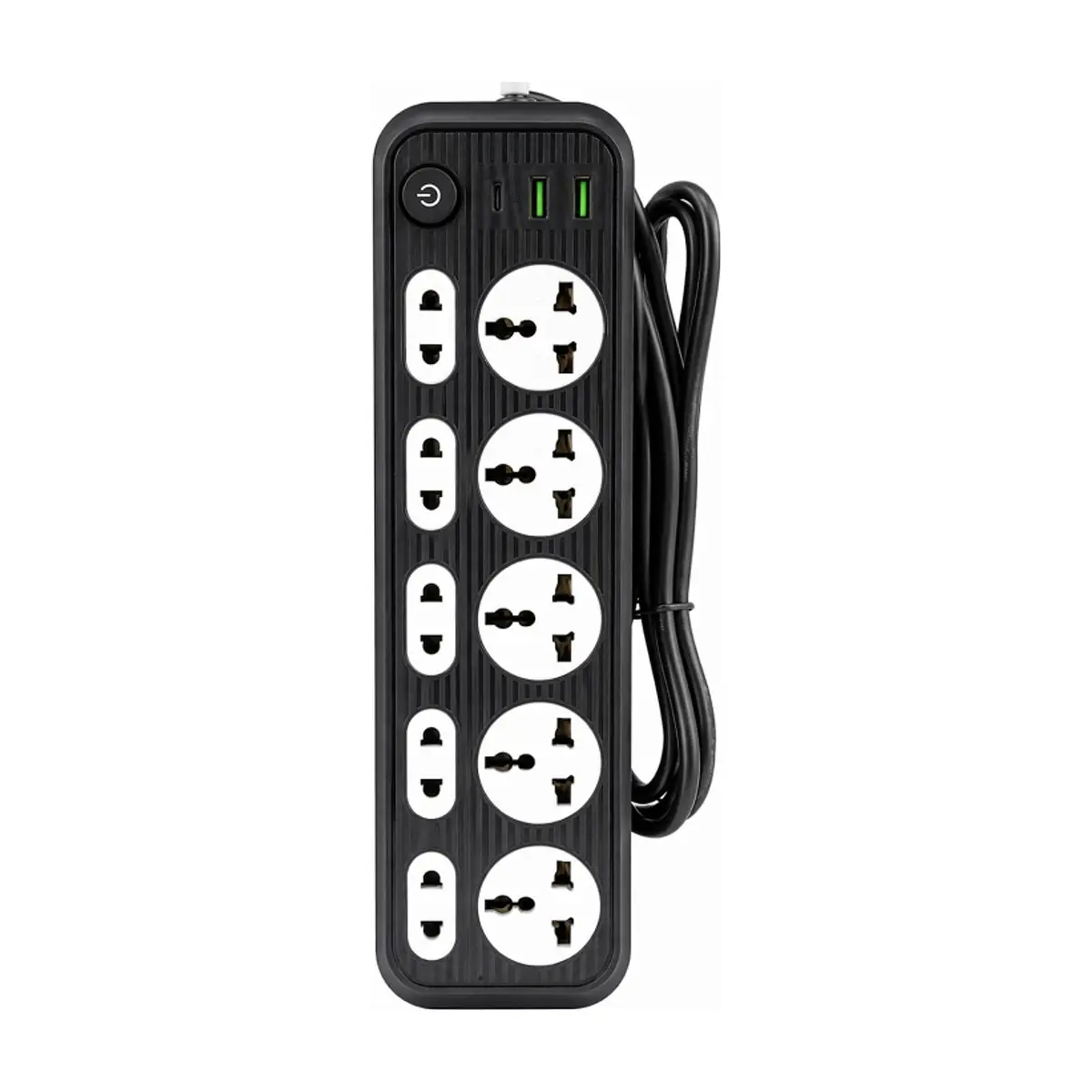 Extensión de 5 tomas de corriente y puertos USB color negro XL Soluciones