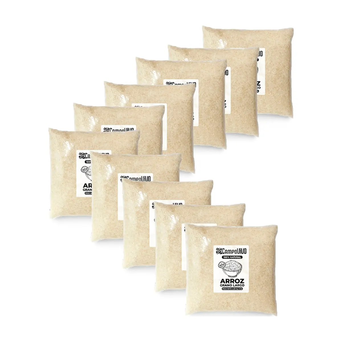 Arroz de grano largo Campo Vivo (10 x 2.26 kg / 5 lb)
