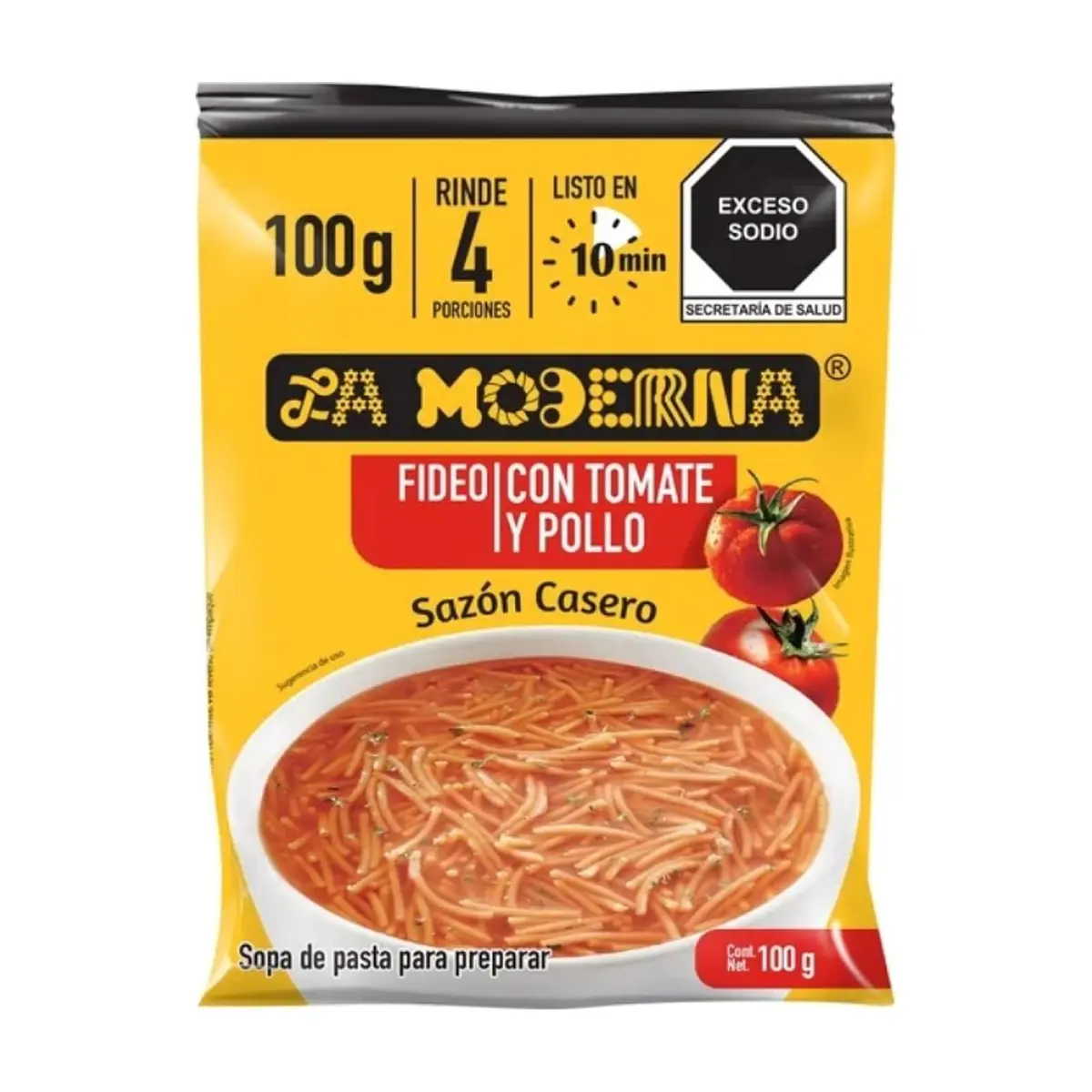 Sopa de fideos con tomate y pollo La Moderna (100 g / 3.52 oz)