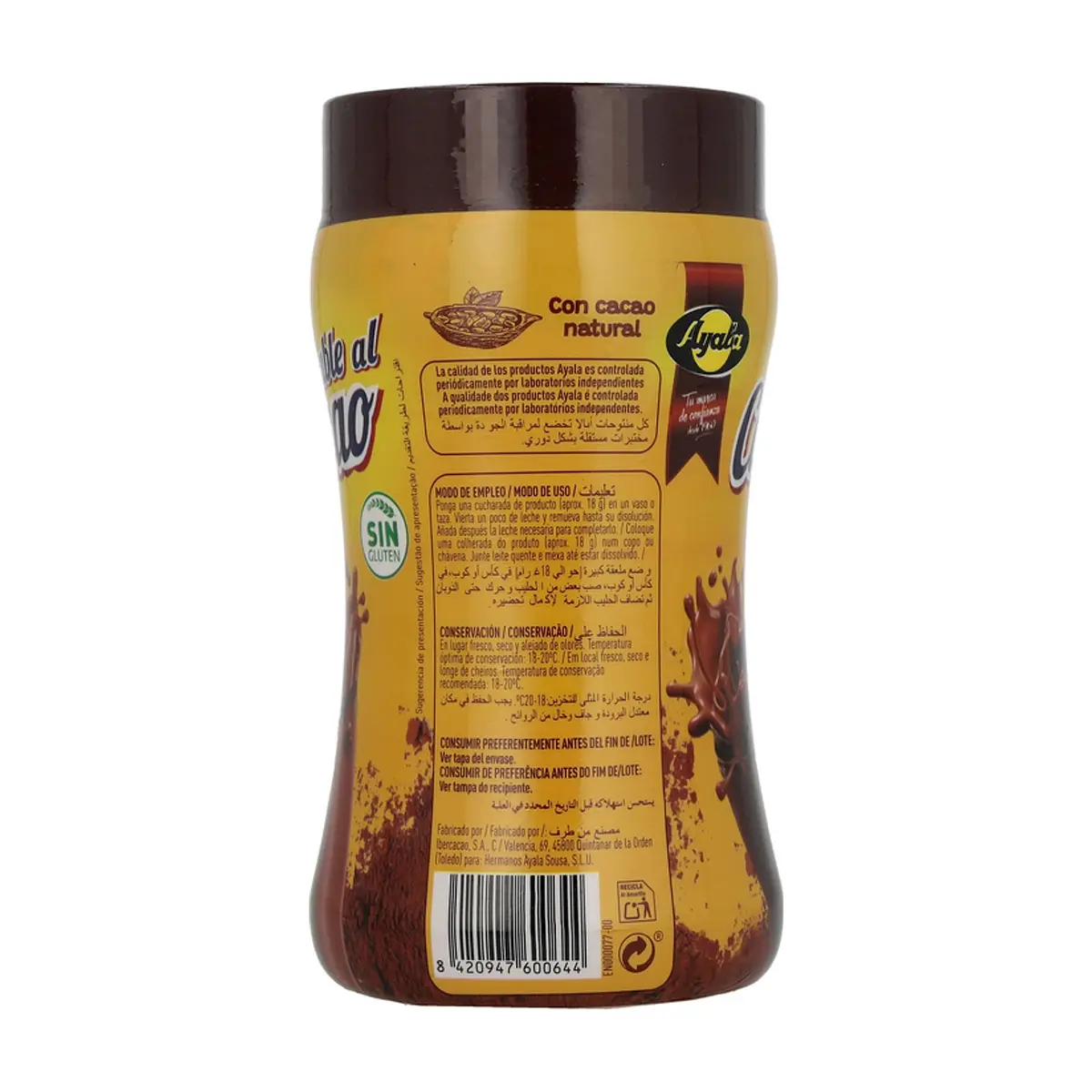 Cacao soluble desgrasado Ayala (500 g / 1.1 lb) - Miniatura 3