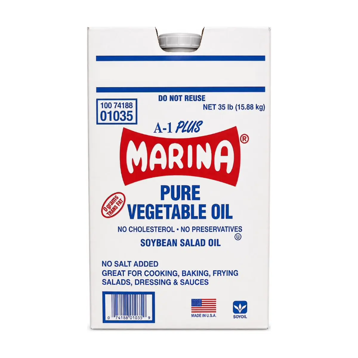 Aceite vegetal puro de soya Marina (15.88 kg / 35 lb)