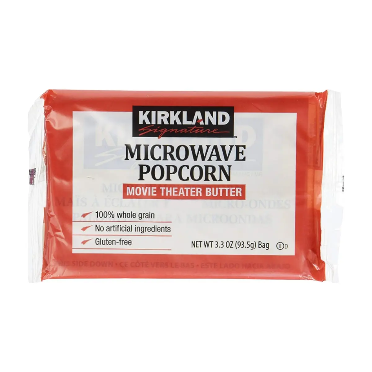 Palomitas de maíz sabor mantequilla para micro-ondas Kirkland (93.5 g / 3.3 oz)