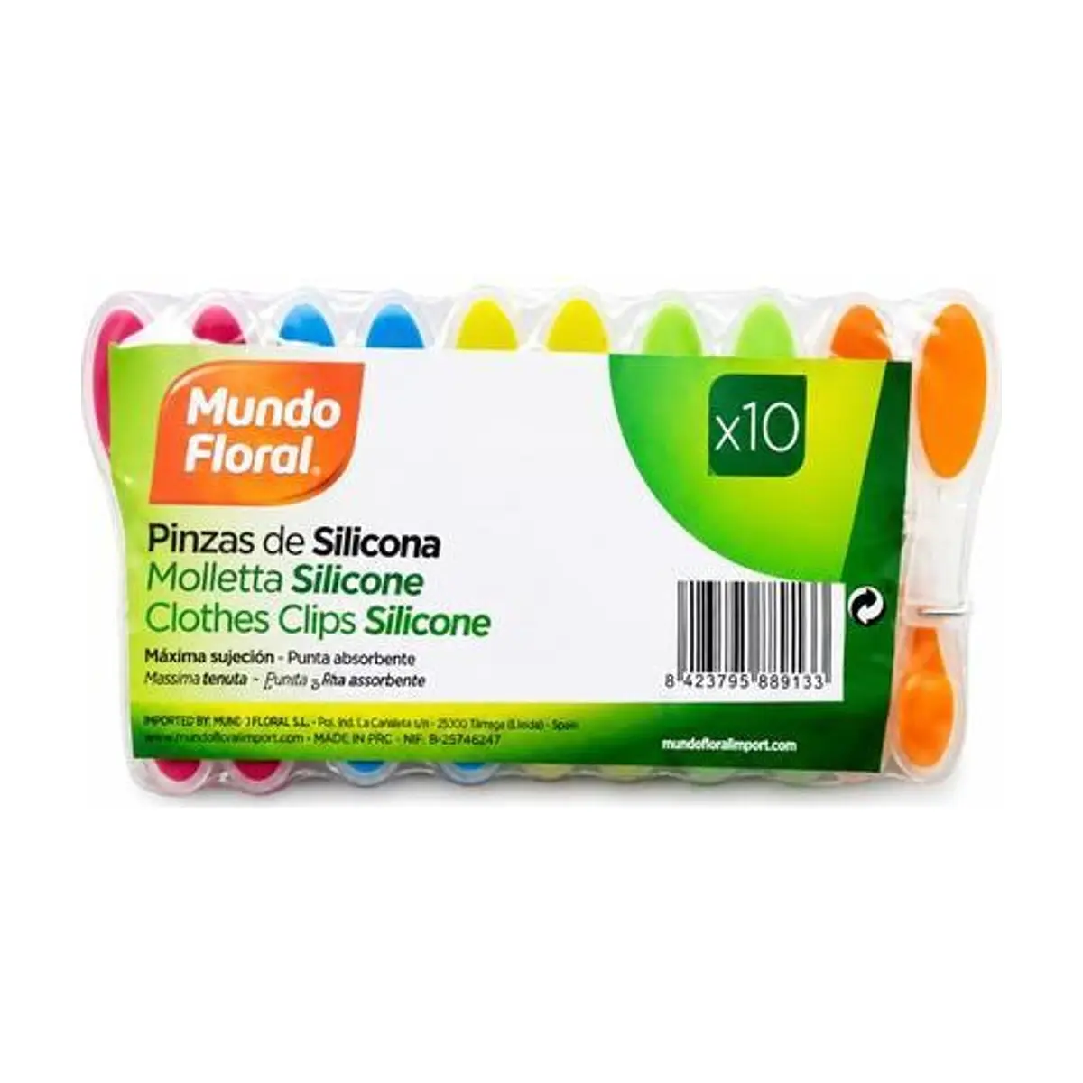 Pinzas Silicona (10u) MUNDO FLORAL - Imagen 1