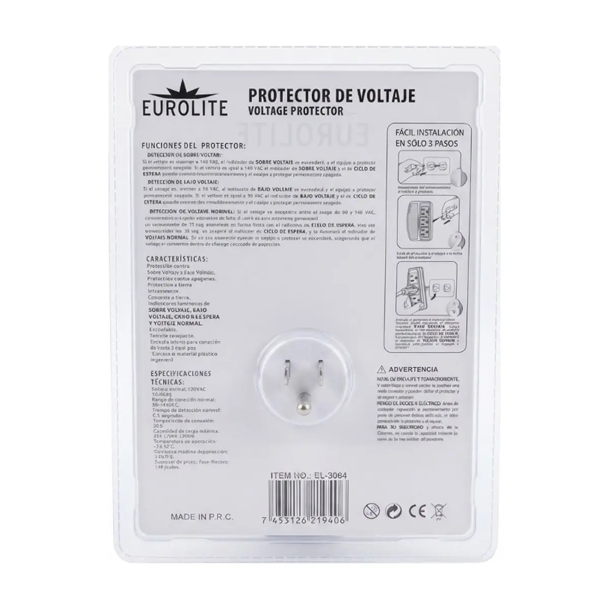 Protector de voltaje 120 V/15 A Eurolite EL-3064 - Thumbnail 2
