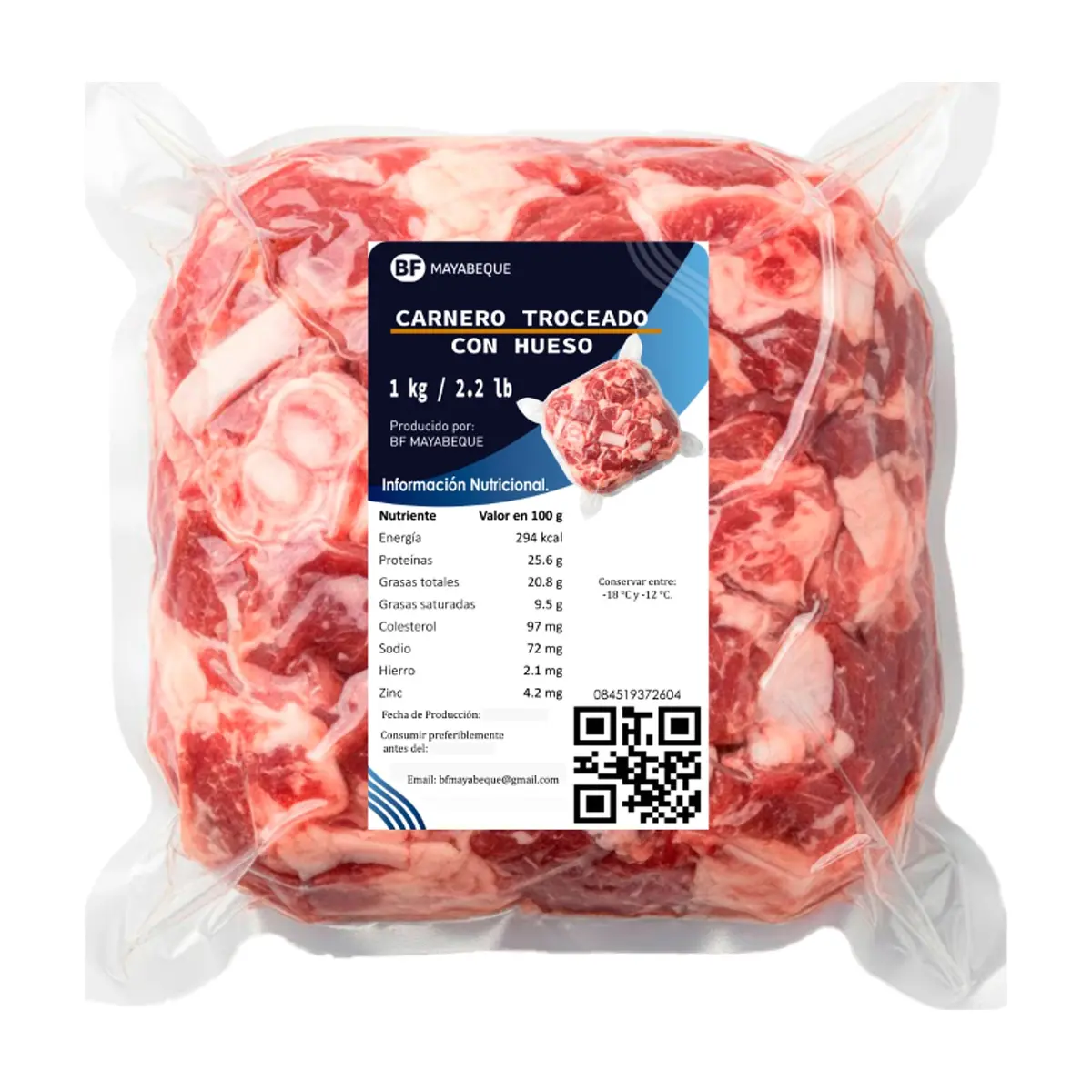 Carnero troceado con hueso BF Mayabeque (1 kg / 2.2 lb) - Imagen 1